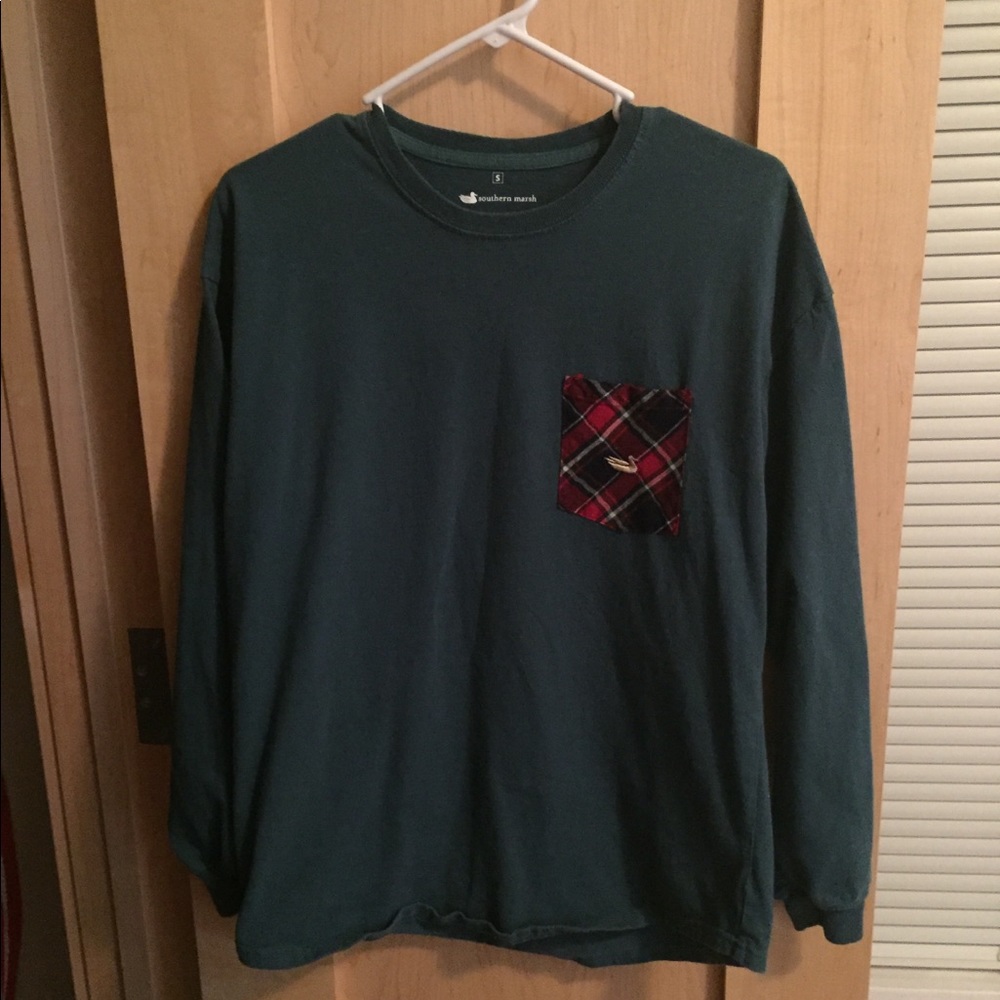 Southern Marsh Plaid Tartan Long Sleeve Tee Shirt